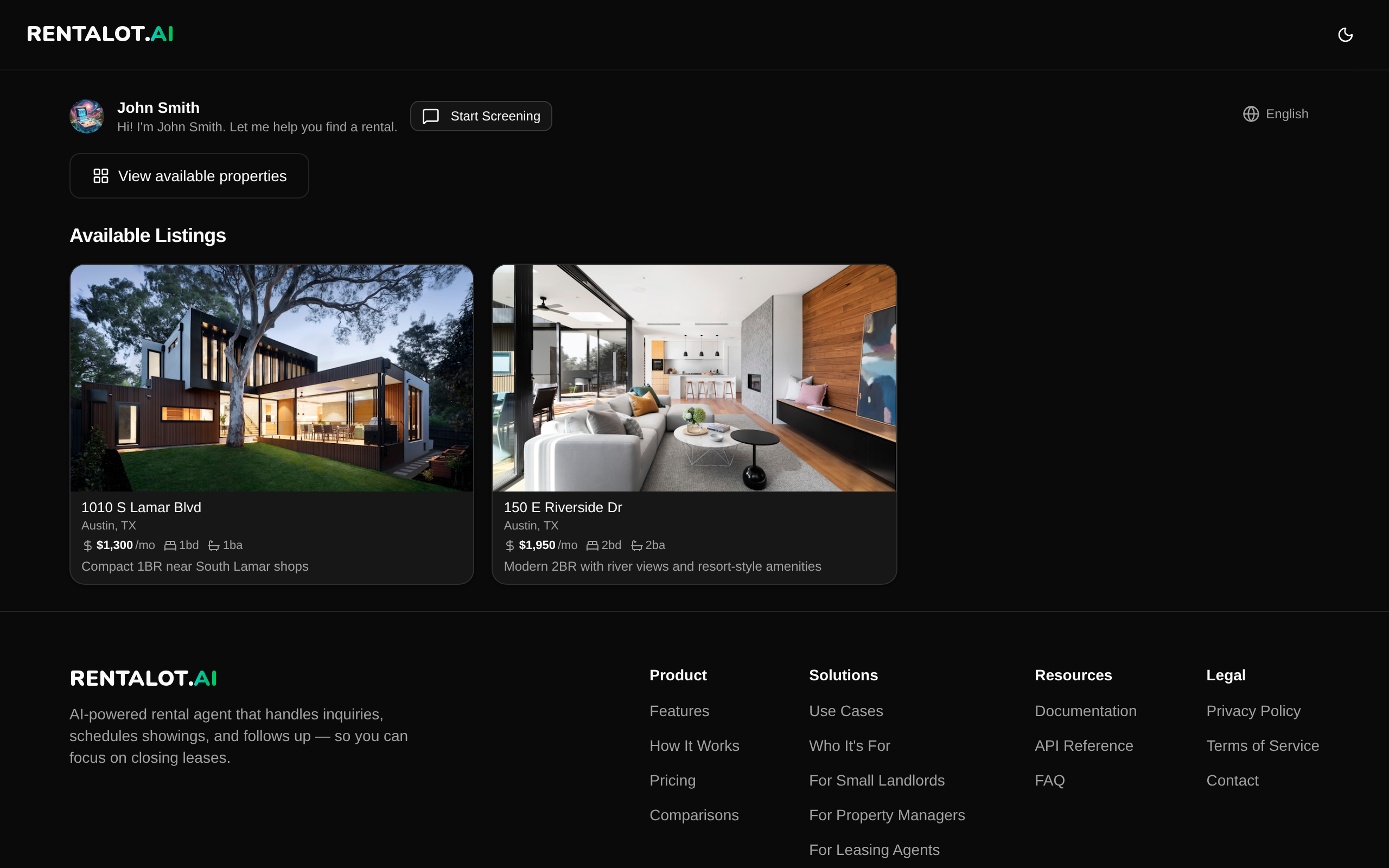 Public agent profile with listings